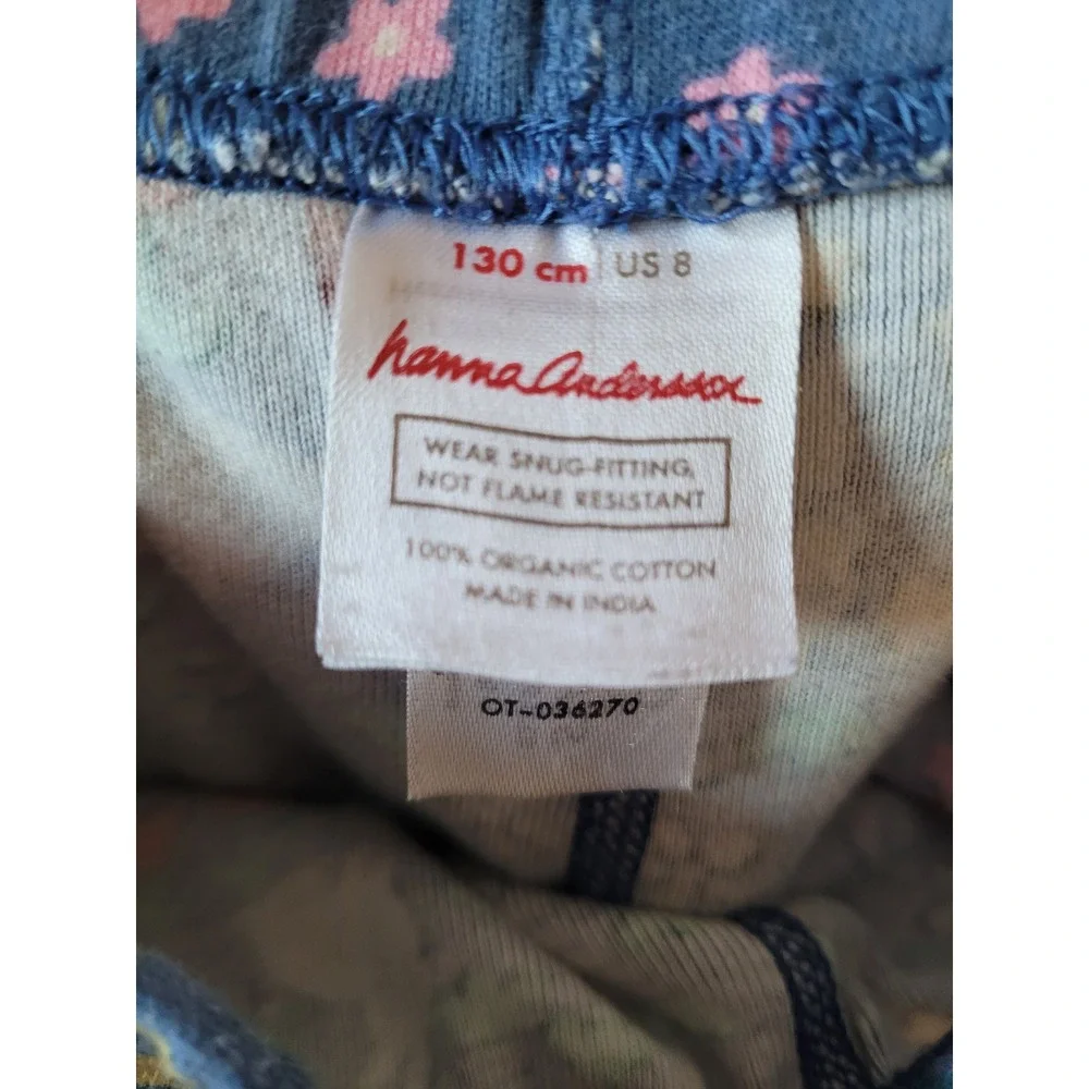 Hanna Andersson Girls Blue Floral Bunny Organic Cotton Pajama Pants Size 8 #9